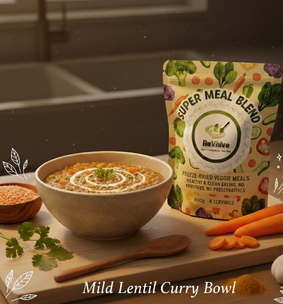 Mild lentil curry bowl